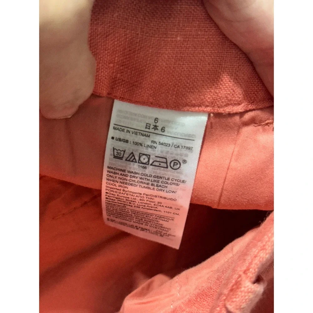 Banana Republic Lina Straight Linen Pant Coral High Rise Relaxed 6 882876-04